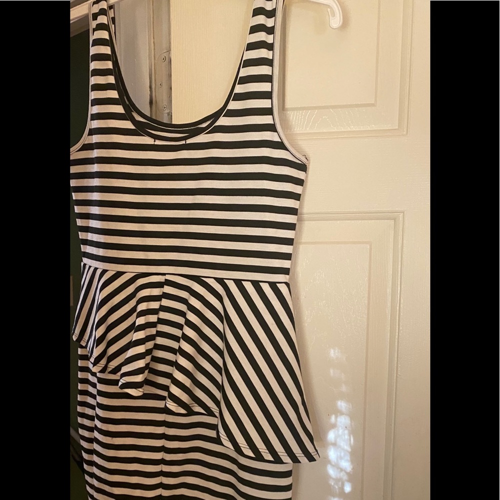 Black and white striped dress